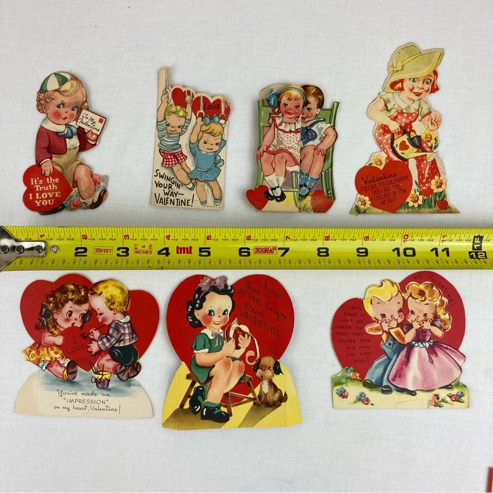Vintage 1920's - 1940's Die Cut Valentine's Day Cards Lot Set 9 Collection